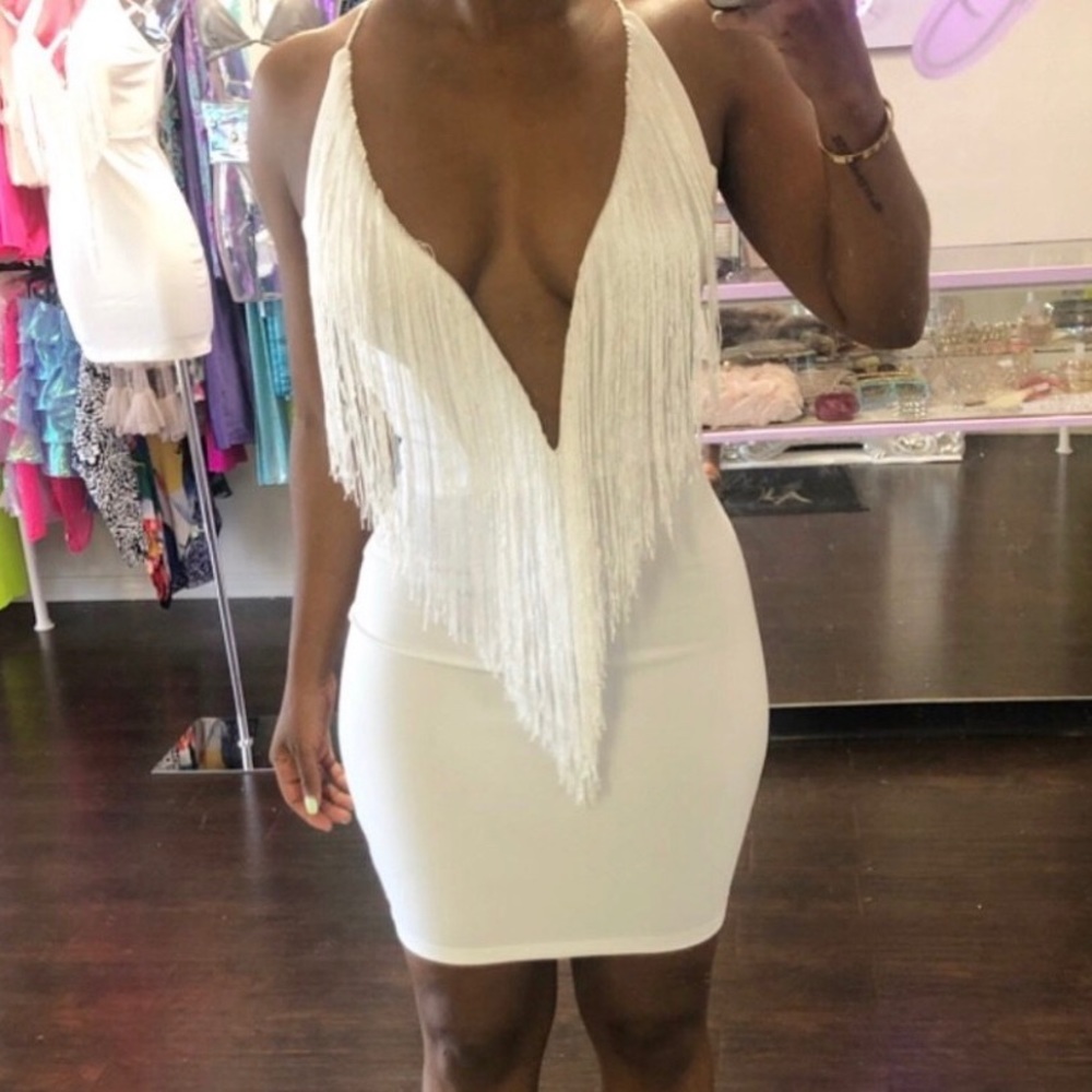 White fringe dress